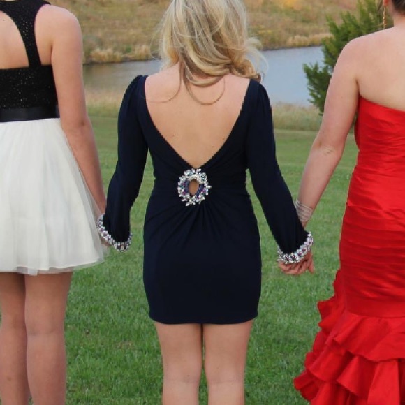 Black By Blush Prom or Cocktail Dress in Navy - Picture 2 of 6